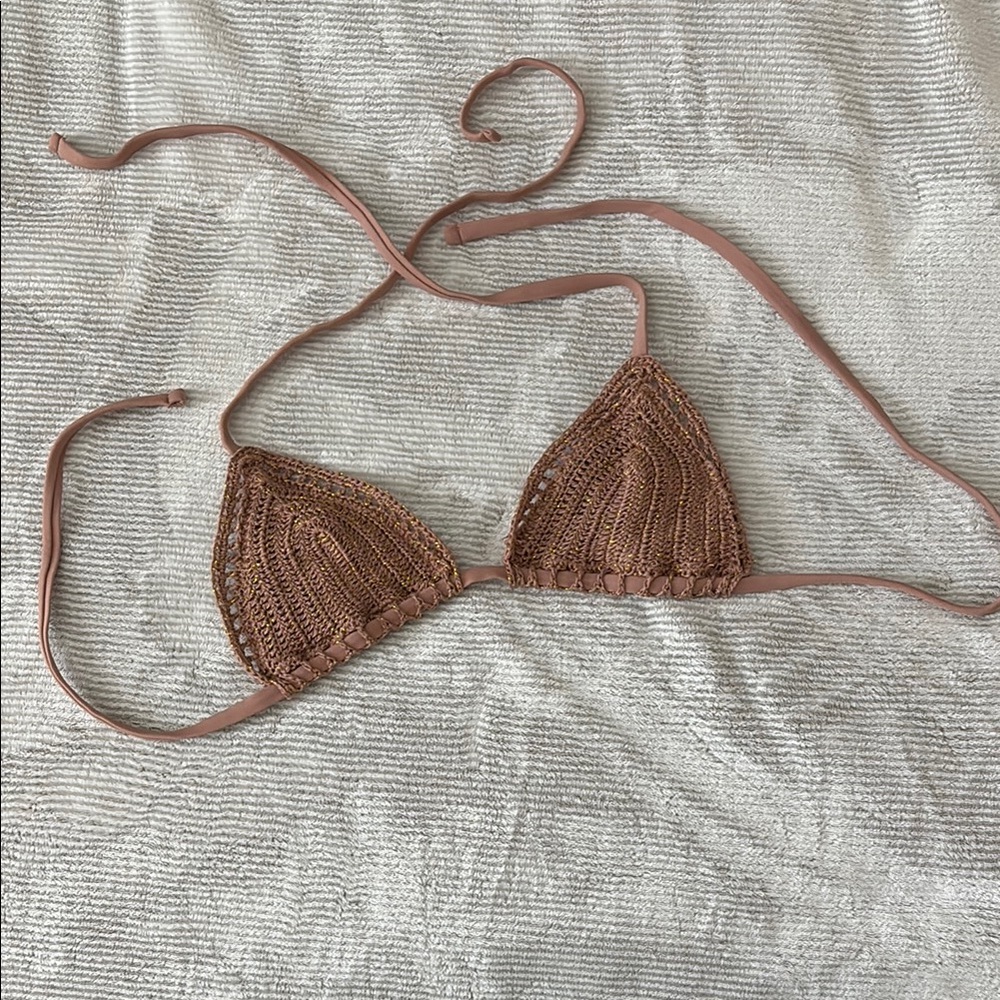 Brown Crochet Bikini Top